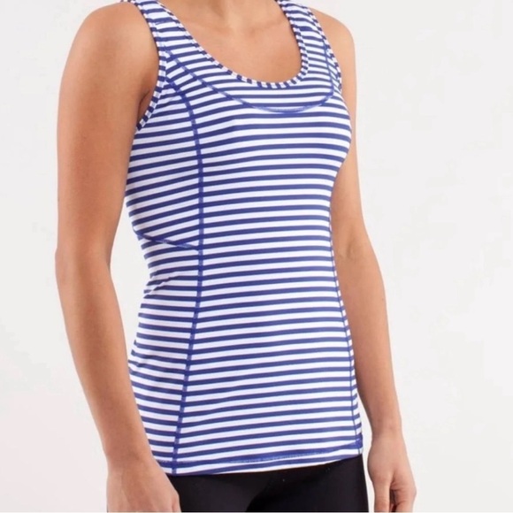 Lululemon Blue White Striped Tank Top Size 6 - Picture 1 of 10